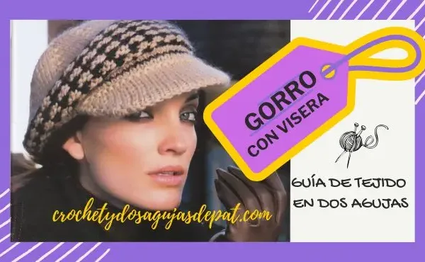Gorro beige y negro tejido con dos agujas