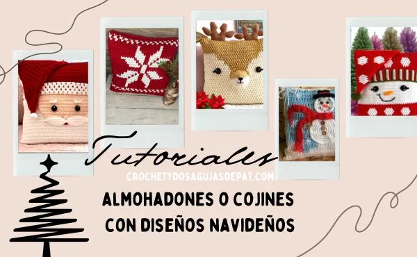 Almohadones con diseño de navidad para tejer a crochet