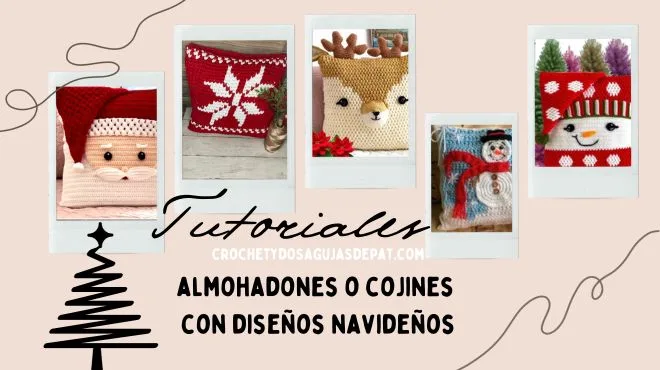 Almohadones con diseño de navidad tejidos a crochet