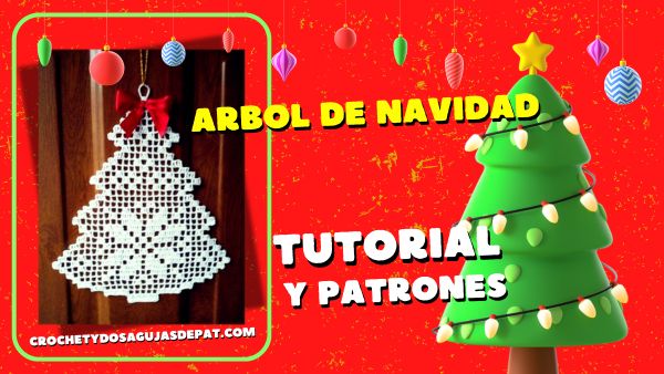 Arbol de Navidad tejido en crochet filet